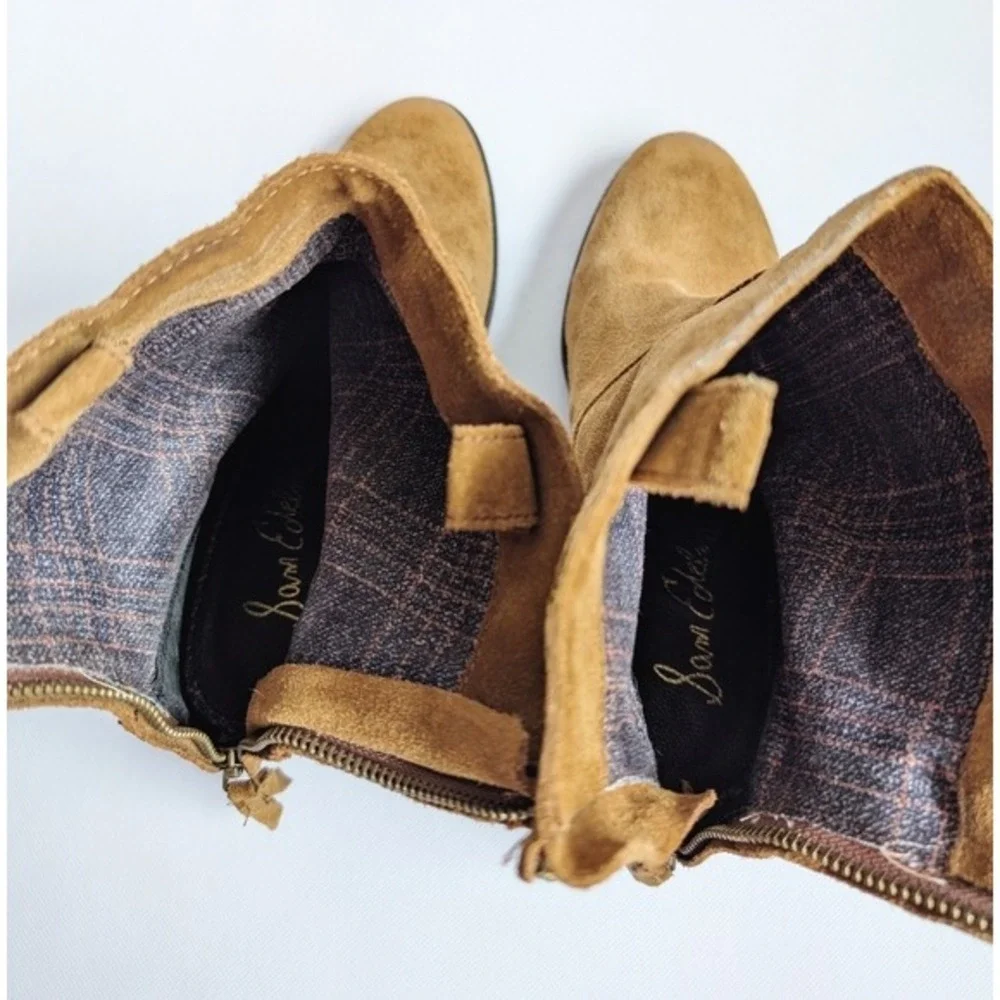 Sam Edelman Earthy Folk Boho Western Brown Suede Leather Ankle Boots